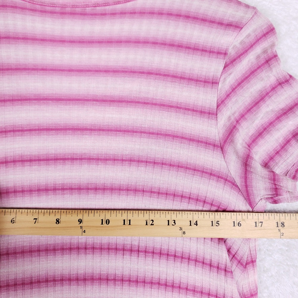 Lularoe T Shirt Dress Womens Medium Pink Striped High Low Pocket Casual - Picture 7 of 8